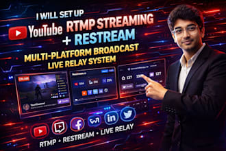 setup youtube rtmp streaming, restream multi platform broadcast, live relay syst