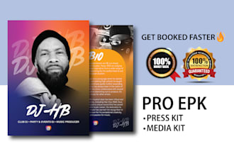 design a stunning music epk, artist press kit, media kit for musicians and bands