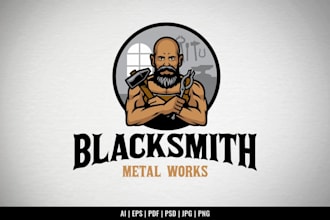 make an awesome blacksmith logo with express delivery