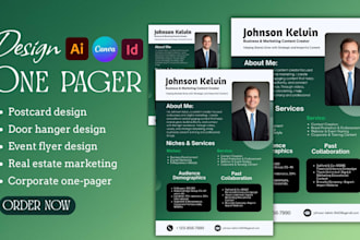 design one pager catalog, investment teaser, executive summary, business pitch