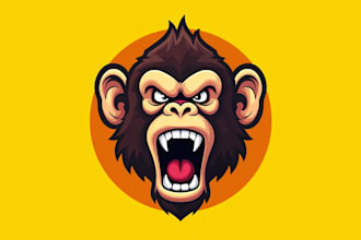 do awesome angry monkey head logo design for 12 hrs