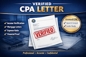 write verified cpa letter, expense ratio letter, income letter mortgage letter