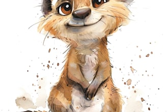 create cute cartoon watercolor animals illustrations for you
