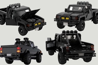 model 3d lego car, house,  toy, lego set with xml partlist and pdf instruction