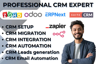 migrate suitecrm erpnext crm, setup odoo espocrm zoho n8n automation expert