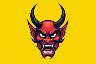 do unique japanese oni mask logo design unlimited revision