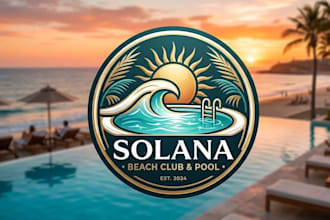 design beach club and swimming pool logo
