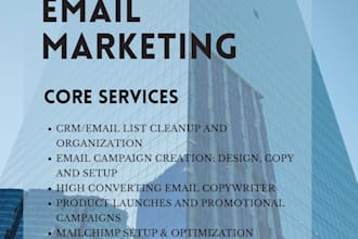 do mail chimp email marketing, newsletter designs and automations
