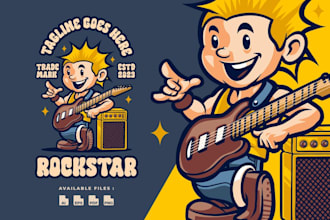 provide unique attractive guitar logo for your music brand