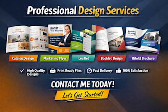design product catalog marketing flyer menu leaflet booklet, bifold brochure