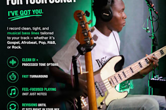 record quality electric bass tracks