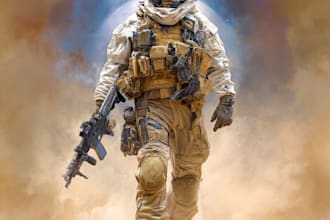 create realistic military, war, or sci fi illustrations