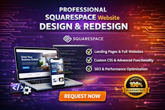 design and redesign squarespace website with landing page, custom css and code