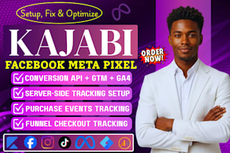 fix kajabi meta pixel funnel server side tracking gmt capi purchase event setup