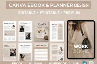 design canva ebook planner workbook journal  editable printable PDF
