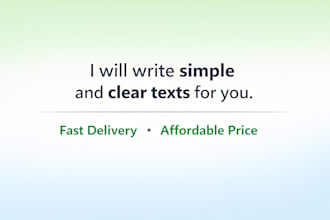 write simple and clear texts or product descriptions for you