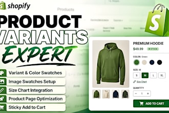 do variants, color, image swatches level work,size chart on product page shopify