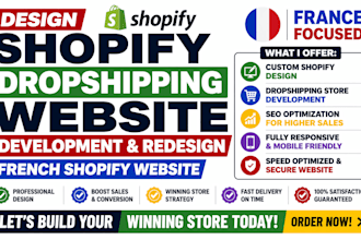 design shopify dropshipping website development redesign french shopify website