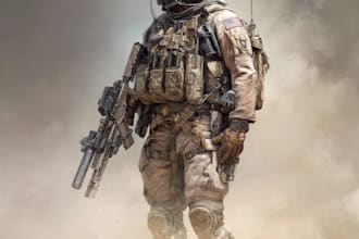 draw a realistic military, war, or sci fi illustrations