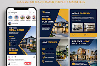 create real estate carousel post designs for realtors and property marketers