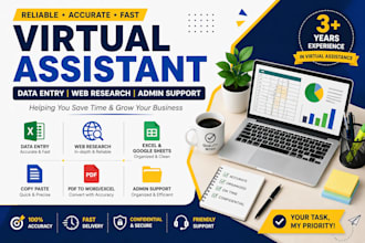 be your virtual assistant for data entry, web research, and admin support