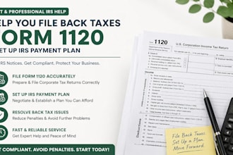help you file back taxes form 1120 and set up irs payment plan