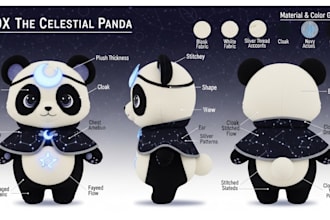 do plushie reference sheet tech pack custom stuffed animal toy ych concept art