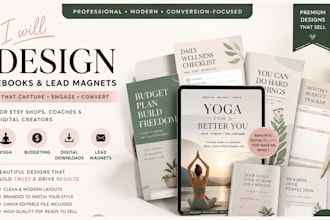 design ebook or lead magnet for etsy shop, yoga, budgeting or digital download