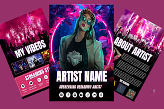create music epk, dj press kit, artist press kit, speaker press kit, flyer, logo