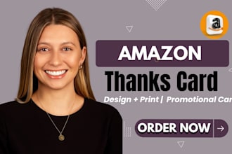 design amazon thank you card, product insert, package insert