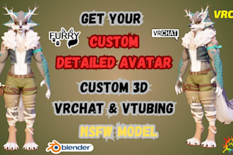 custom vrchat avatar, anime vrc avatar, furry nsfw 3d model, vtuber vseeface vrm