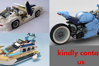 design 3d lego model, car, house, toy, technic with pdf manual and xml part list