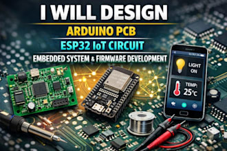 design arduino pcb, esp32 iot circuit, embedded system, firmware development