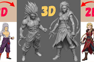 convert 2d image drawings into 3d stl models for toys and printing figurine