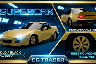 create low poly 3d car models from your custom reference for games