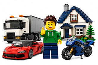 turn your ideas into lego minifigure, house, bike, car, truck with xml partlist