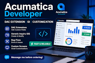 do acumatica customization, dac extension, gi and bug fixes