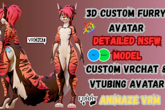model 3d nsfw vrchat avatar, furry vtuber model, vseeface vrm, animaze, obs