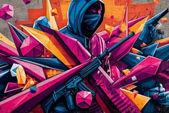 create a custom graffiti wall illustration and street art logo for your brand