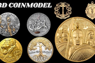 turn image to 3d bas relief medallion custom coin model design for 3d printing