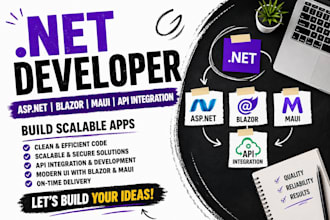 develop asp dot net core, blazor, razor, maui apps with api integration