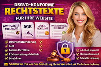 schreibe dsgvo datenschutzerklarung, agb und rechtstexte fur websites