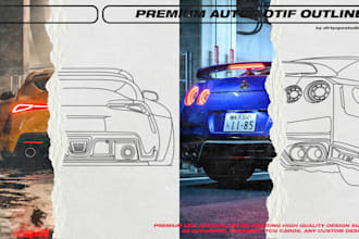 create clean car outline and custom line art