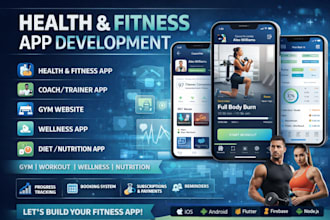 develop health fitness app, coach fitness app, fitness website gym, wellness app