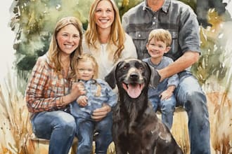 realistic merge of different photos, family portrait