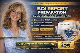 prepare boi report, boi filing, fincen boi, beneficial ownership for llc