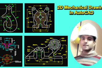 draw 2d mechanical drawings for parts and products in autocad