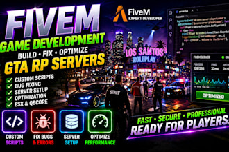 create custom esx or qbcore  fivem server with premium script and fix bugs