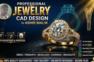 design custom jewelry cad models and provide stl and 3dm files