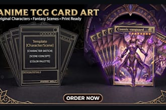 create anime trading card illustration tcg card art fantasy character design